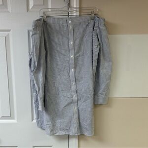 Caslon Striped Off the Shoulder Button Down Top